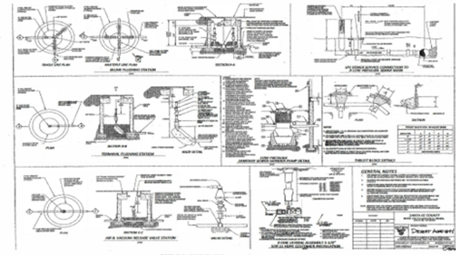 Sewer and gas lines as built